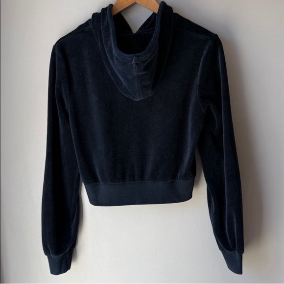 Brandy Melville John Galt Cropped Velour Full Zip Hoodie - Picture 5 of 8